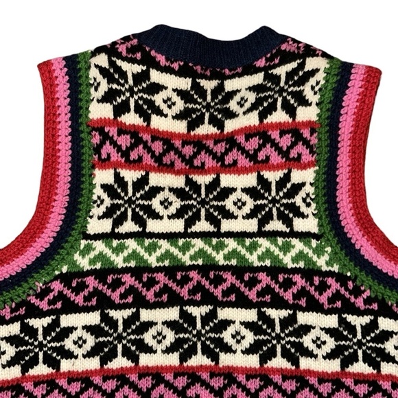 Frances Valentine Fair Isle Sleeveless Sweater Vest Size Small - Picture 4 of 8